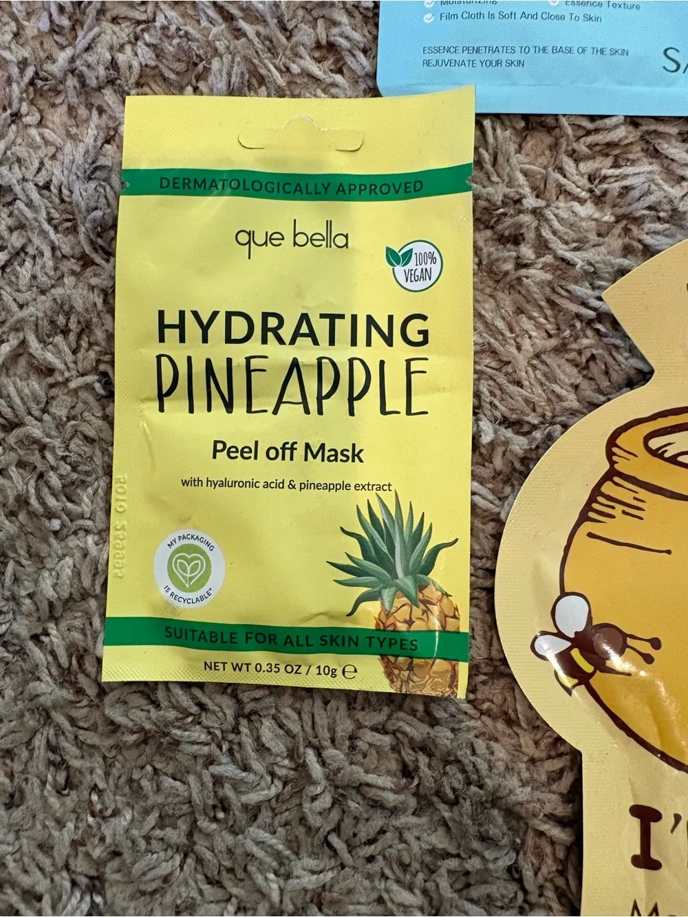 Assorted Women’s Sheet Face Masks - Hydrating Pineapple, Honey & Aloe Varieties